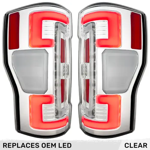 Recon Truck Accessories - 264399LEDCL | Recon (Replaces OEM LED) Tail Lights OLED in Clear (2020-2022 F250, F350 Super Duty)