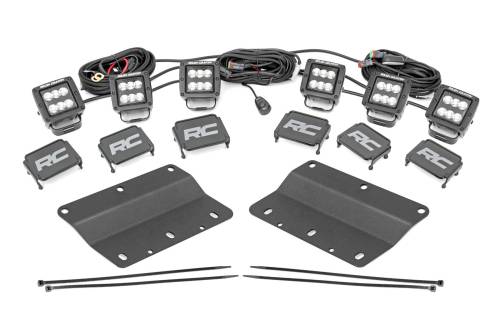 Rough Country - 51140 | Rough Country Triple LED Fog Light Kit  | Black Series With Spot/Flood Beam Combo (2021-2024 Bronco 4WD)