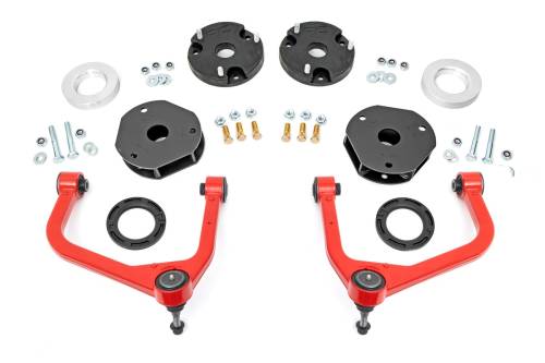 Rough Country - 11400RED | Rough Country 3.5 Inch Lift Kit With Red Upper Control Arms (2021-2024 Suburban, Tahoe, Yukon, Yukon XL 4WD)