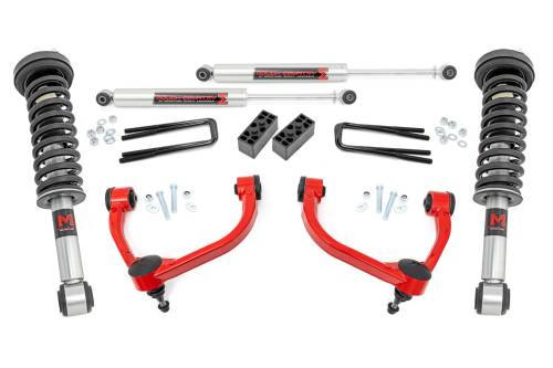 Rough Country - 54440RED | Rough Country 3 Inch Lift Kit with M1 Monotube Struts / Rear Shocks (2009-2013 F150 4WD)