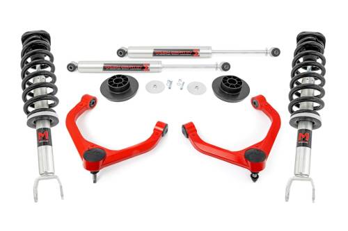 Rough Country - 31240RED | Rough Country 3 Inch Lift Kit with M1 Monotube Struts / Rear Shocks (2012-2018 Ram 1500 4WD)