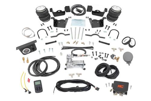 Rough Country - 10034WC | Rough Country Air Spring Kit | Stock Height with Onboard Air Compressor & Wireless Remote (2020-2025 Silverado, Sierra 2500 HD, 3500 HD 2WD/4WD)