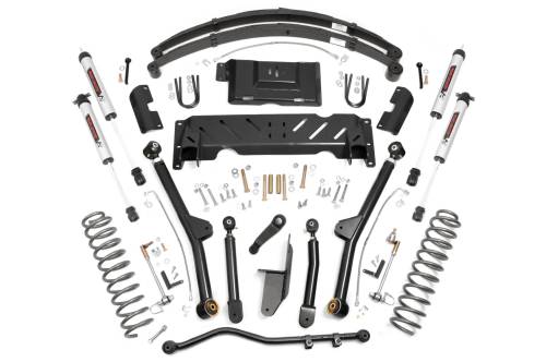 Rough Country - 68670 | Rough Country 4.5 Inch Lift Kit with Premium V2 Monotube Leaf Springs (1984-2001 Cherokee XJ 4WD | NP231)