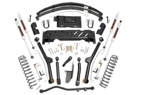 Rough Country - 68640 | Rough Country 4.5 Inch Lift Kit with M1 Monotube Shocks Leaf Springs (1984-2001 Cherokee XJ 4WD | NP231)