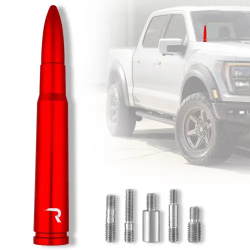 Recon Truck Accessories - 264ANT50RD | Recon .50 Cal Bullet Antenna (Fits OEM Factory Threaded Antenna) in Red