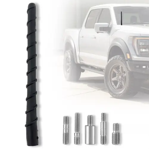 Recon Truck Accessories - 264ANTBKFR | Recon Aluminum 7" Long Range Antenna (Fits OEM Factory Threaded Antenna) in Black