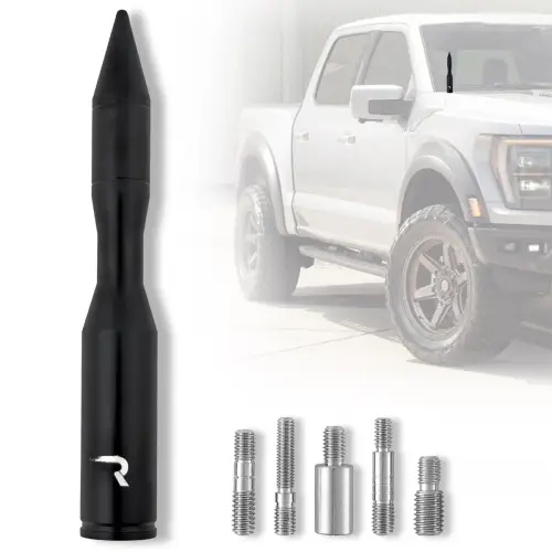 Recon Truck Accessories - 264ANTRTBK | Recon Aluminum Rocket Style Antenna 5" (Fits OEM Factory Threaded Antenna) in Black