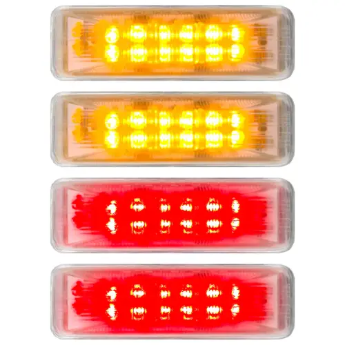 Recon Truck Accessories - 264130CL | Recon Dually Fender Lenses (4-Piece Set) w/ 2 Red LED Lights & 2 Amber LED Lights in Clear (1994-2001 Ram 3500)