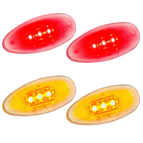 Recon Truck Accessories - 264133CL | Recon Dually Fender Lenses (4-Piece Set) w/ 2 Red LED Lights & 2 Amber LED Lights in Clear (1999-2014 Silverado, Sierra 3500)