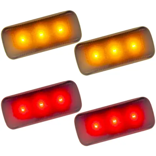 Recon Truck Accessories - 264137CL | Recon Dually Fender Lenses (4-Piece Set) w/ 2 Red LED Lights & 2 Amber LED Lights in Clear (2010-2021 Ram 3500)