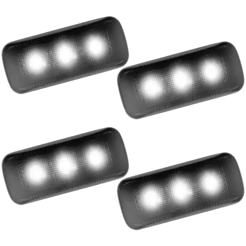 Recon Truck Accessories - 264137WHBK | Recon Dually Fender Lenses (4-Piece Set) w/ 4 White LED Lights in Smoked (2010-2021 Ram 3500)