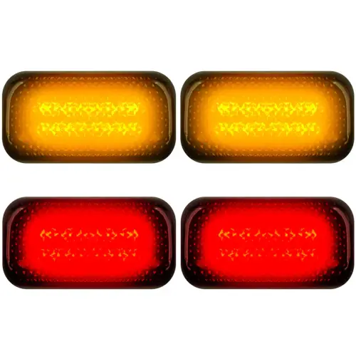 Recon Truck Accessories - 264138BK | Recon Dually Fender Lenses (4-Piece Set) w/ 2 Red LED Lights & 2 Amber LED Lights in Smoked (2015-2024 Silverado, Sierra 3500)