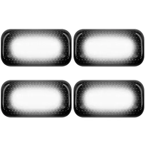 Recon Truck Accessories - 264138WHBK | Recon Dually Fender Lenses (4-Piece Set) w/ 4 White LED Lights in Smoked (2015-2024 Silverado, Sierra 3500)