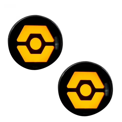 Recon Truck Accessories - 264334CL | Recon Round Front Turn Signal Lenses with Amber Hexagon Shaped OLED Design in Clear (2007-2018 Wrangler JK)