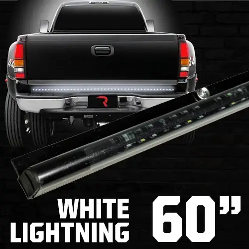 Recon Truck Accessories - 26416 | Recon 60" White Lightning Tailgate Bar LED Brake Lights Red & LED Reverse Lights White