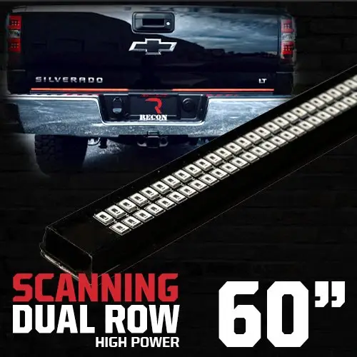 Recon Truck Accessories - 26426XHP | Recon 60" Dual Row" Tailgate Bar High Power LED Scanning Red Signals, Brake & Reverse Lights