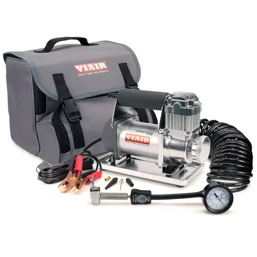 VIAIR - 30034 | VIAIR 300P RVS Portable Compressor / Tire Inflator With Inline 150 PSI Gauge Air Hose | 150 PSI, 12 Volt Power Battery Clamps