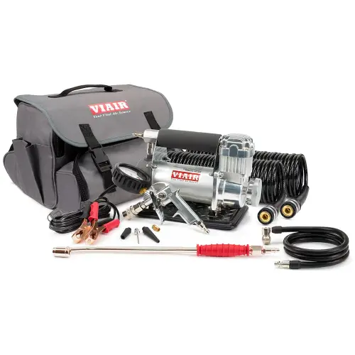 VIAIR - 40044 | VIAIR 400P RVS Portable Compressor / Tire Inflator With Gas Station Style Inline 160 PSI Gauge Inflation Gun | 150 PSI, 12 Volt Power Battery Clamps, For Class C Motorhomes