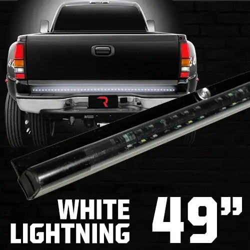 Recon Truck Accessories - 26415 | Recon 49" White Lightning Tailgate Bar LED Brake Lights Red & LED Reverse Lights White