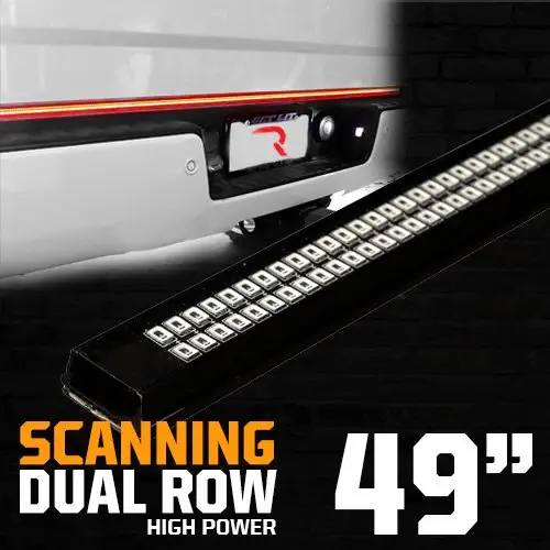 Recon Truck Accessories - 26415XHP | Recon 49" Dual Row Tailgate Bar High Power LED Amber Signals, Brake & Reverse Lights