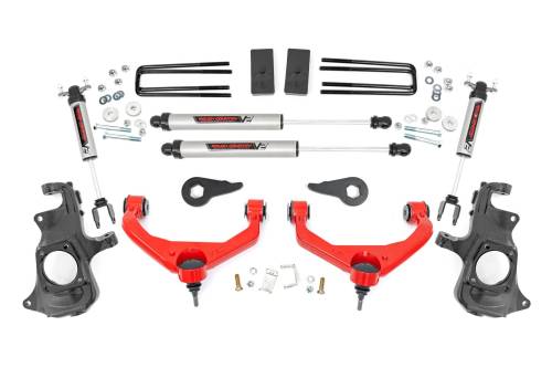 Rough Country - 97670RED | 97630 | Rough Country 3.5 Inch Suspension Lift Kit with V2 Monotube Shocks (2011-2019 Silverado, Sierra 2500 HD, 3500 HD 2WD/4WD | With Overloads)