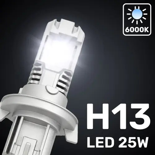 Recon Truck Accessories - 264H13LEDHPNB | Recon H13 9008 12V High Power LED Headlight Bulbs 25-Watt (High & Low Beams) Ballast Free - 6000K Color