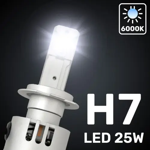 Recon Truck Accessories - 264H7LEDHPNB | Recon H7 12V High Power LED Headlight Bulbs 25-Watt (Single Beam) Ballast Free - 6000K Color