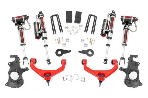 Rough Country - 97650RED | 97630 | Rough Country 3.5 Inch Suspension Lift Kit with Vertex Reservoir Shocks (2011-2019 Silverado, Sierra 2500 HD, 3500 HD 2WD/4WD | With Overloads)