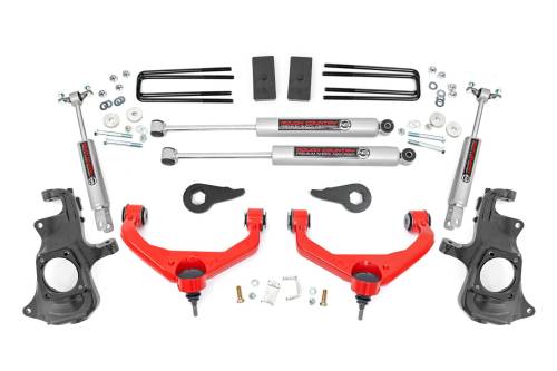 Rough Country - 97630RED | 97630 | Rough Country 3.5 Inch Suspension Lift Kit with Premium N3 Shocks (2011-2019 Silverado, Sierra 2500 HD, 3500 HD 2WD/4WD | With Overloads)