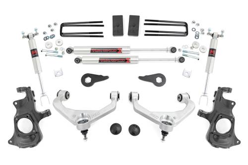 Rough Country - 97640 | Rough Country 3.5 Inch Suspension Lift Kit with M1 Monotube Shocks (2011-2019 Silverado, Sierra 2500 HD, 3500 HD 2WD/4WD | With Overloads)