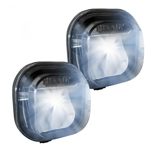 Recon Truck Accessories - 264514CL | Recon Fog Lights Set 2-Piece LED in Clear & Chrome (2011-2016 F250, F350 Super Duty)