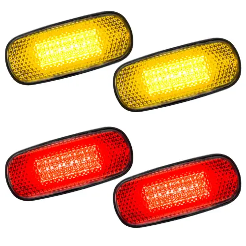 Recon Truck Accessories - 264131CL | Recon Amber & Red Fender LED Lights (4-Piece Set) in Clear (2002-2009 Ram 3500)