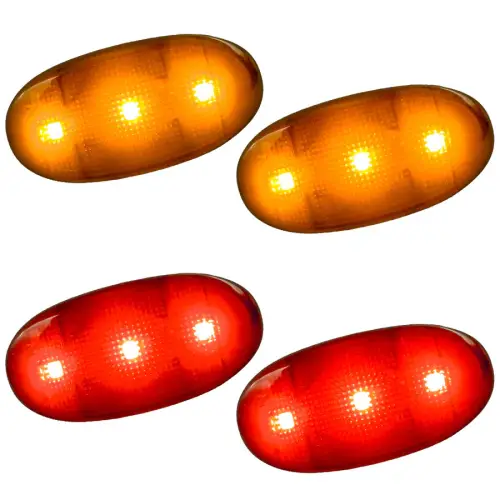 Recon Truck Accessories - 264136CL | Recon Fender LED Lights (4-Piece Set) w/ 2 Red LED Lights & 2 Amber LED Lights in Clear (2011-2024 F350, F450 Super Duty)