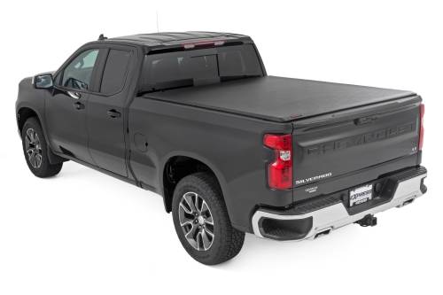 Rough Country - 42308650 | Rough Country Soft Roll Up Bed Cover (2019-2025 Silverado, Sierra 1500 2WD/4WD 6'7" Bed | Standard Bed)