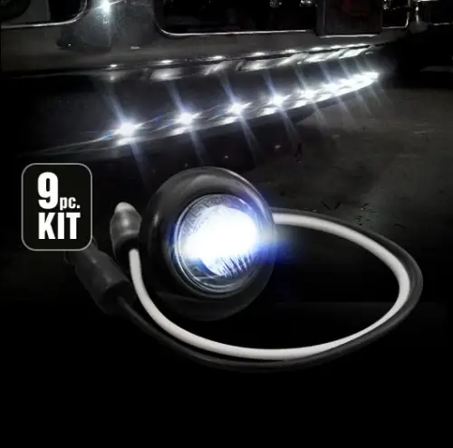 Recon Truck Accessories - 264227WHBK | Recon Front Lower Air Dam Light Kit w/ Smoked Lens/Black Bezel LED in White