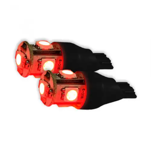 Recon Truck Accessories - 264202RD | Recon 921 T-15 Wedge Style 360 Degree 5 LED Bulbs in Red