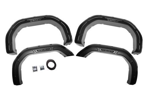 Rough Country - A-G12011-GHR | Rough Country Defender Pocket Fender Flares For GMC Sierra 2500 HD/3500 HD (2020-2025) | Forest