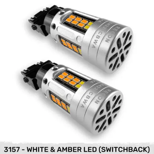 Recon Truck Accessories - 264220CBWA | Recon 3157 LED Ultra High-Power Turn Signal Bulbs CAN Bus Compatible Eliminates Hyper Flash in White & Amber