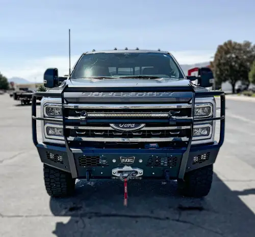 Flog Industries - FIFSS-F2555-2327F-FG | Frontier Series Full Guard Model Front Bumper 2 Inch Receiver Tube NON Winch Compatible (2023-2025 F250, F350 Super Duty)