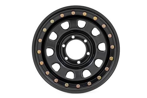 Rough Country - RC51-7655SL | Rough Country Steel Simulated Bead Lock Wheel (Single) | Black, 17x9, 6x5.5, 4.25 Bore, -12