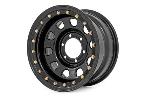 Rough Country - RC51-7873SL | Rough Country Steel Simulated Bead Lock Wheel (Single) | Black, 17x9, 5x5, 3.30 Bore, -12