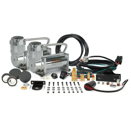 VIAIR - 400DC01 | VIAIR Dual 400C VMS Air Compressor System 12 Volt In Chrome | 150 PSI, Max Air Tank Size 10.0 Gallon