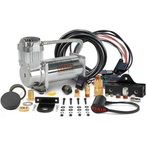 VIAIR - 400SC01 | VIAIR Single 400C VMS Air Compressor System 12 Volt In Chrome | 150 PSI, Max Air Tank Size 5.0 Gallon