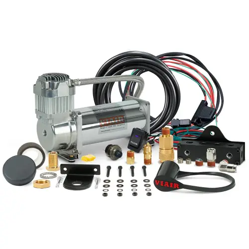 VIAIR - 444SC01 | VIAIR Single 444C VMS Air Compressor System 12 Volt In Chrome | 200 PSI, Max Air Tank Size 5.0 Gallon