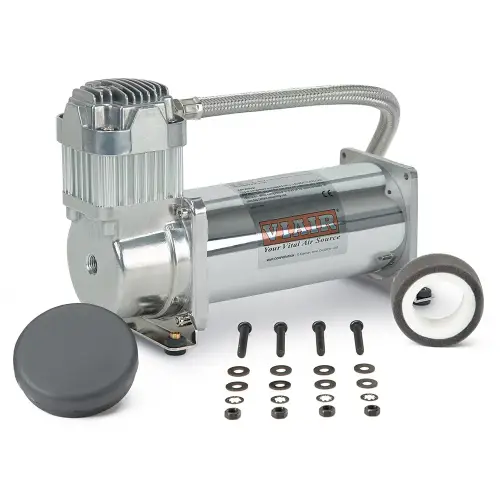 VIAIR - 444SC | VIAIR Single 444C VMS Air Compressor 12 Volt In Chrome | 200 PSI, Max Air Tank Size 5.0 Gallon