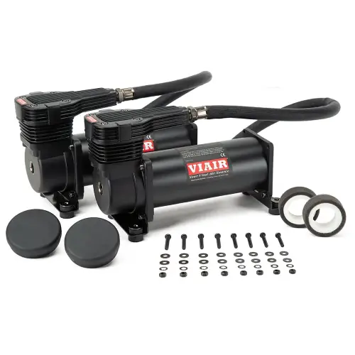 VIAIR - 485DB | VIAIR Dual 485C VMS Air Compressors 12 Volt In Stealth Black | 200 PSI, Max Air Tank Size 10.0 Gallon