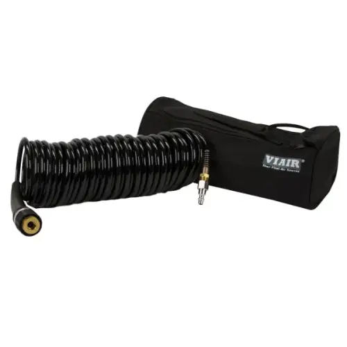 VIAIR - 00031 | VIAIR Extension Coil Hose With 1/4 Inch Quick Connect Coupler & Stud | 30 Feet, Black, PU Inside Braided