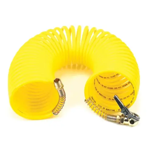 VIAIR - 00037 | VIAIR Coil Hose With 1/4 Inch Quick Connect Stud & Clip On Air Chuck | 35 Feet, Yellow, Nylon