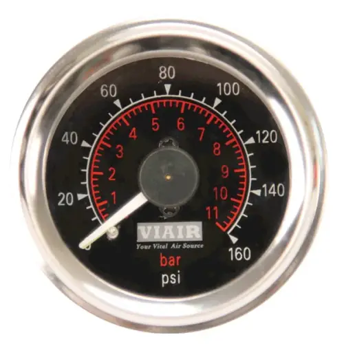 VIAIR - 90082 | VIAIR Dash Panel Gauge | 160 PSI, Black, 2 Inch, Dual Needle, Illuminated