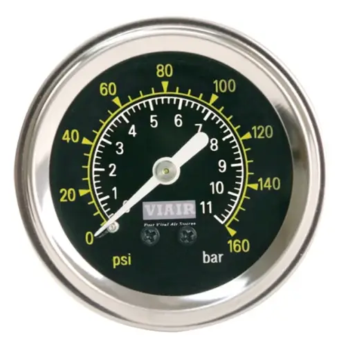 VIAIR - 90085 | VIAIR Dash Panel Gauge | 160 PSI, Black, 1.5 Inch, Single Needle, Non-Illuminated